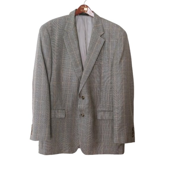 Chaps Other - Chaps Houndstooth Wool Brown Sport Coat Blazer 44L